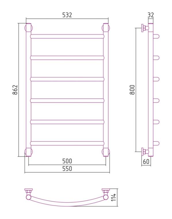 Полотенцесушитель водяной Сунержа Галант+ 55x86 00-0200-8050 хром