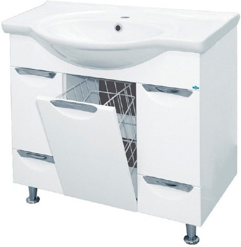 Тумба под раковину с 2 ящиками Misty Орхидея 85 П-Орх01085-0112Я белая эмаль