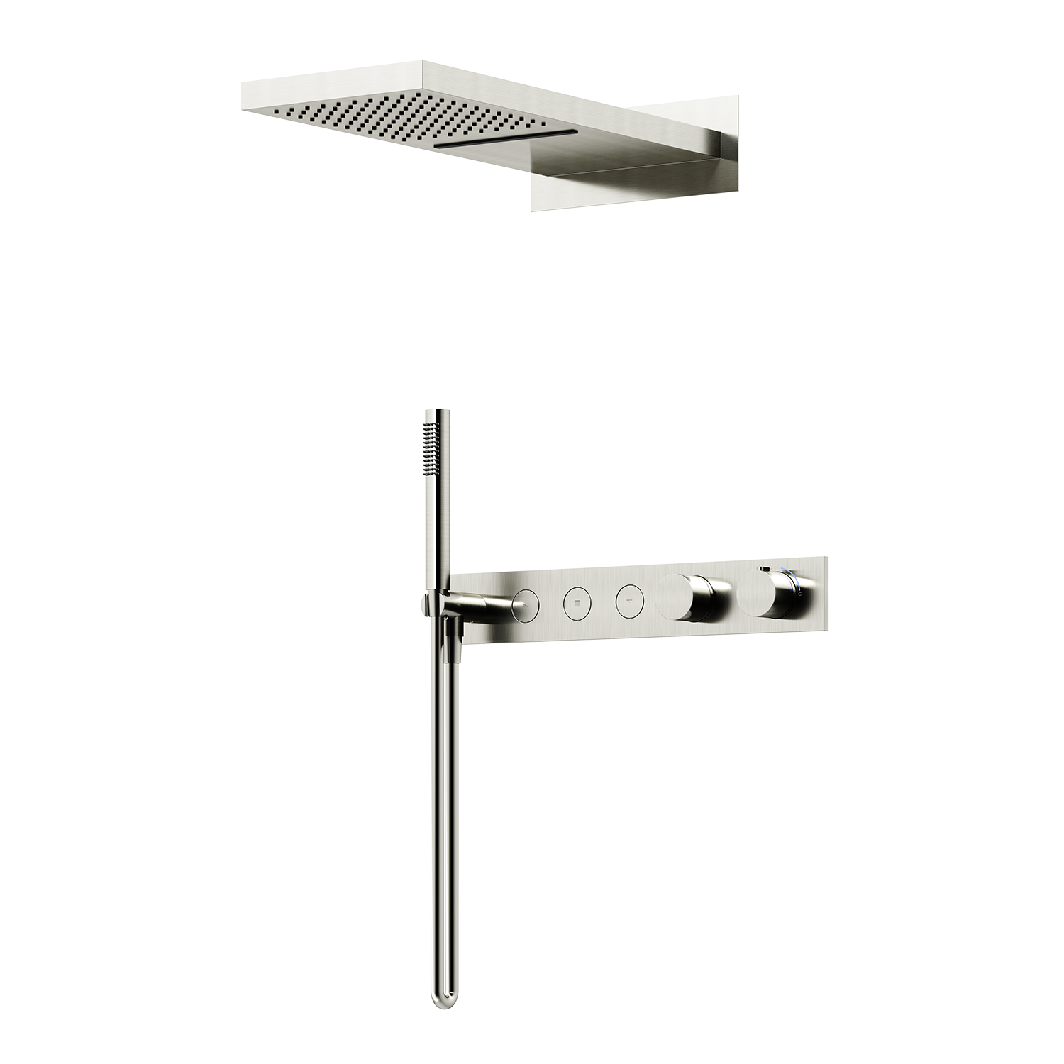 Душевой комплект с термостатом SANCOS Linn, с внутренней частью, брашированный никель, PVD покрытие, арт. SC9023BN