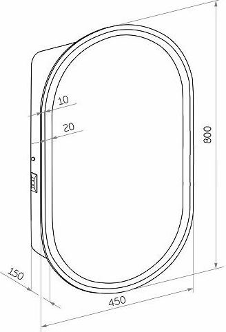Зеркало-шкаф Stworki Мальмё МВК074 45, с подсветкой, белый, прямоугольный, навесной, овальный, в стиле лофт (МВК074)