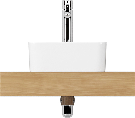 Столешница Stworki Ольборг 60 дуб французский, без отверстий, с тумбой 60, с раковиной BOCCHI Vessel черной