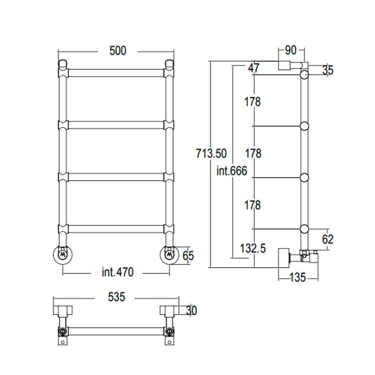 Полотенцесушитель водяной Margaroli Sole 53x71 4424704(26)CRN хром
