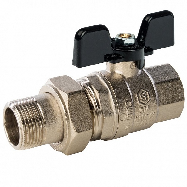 STOUT Кран шаровой полнопроходной "американка", ВР/НР, ручка бабочка 1/2" (SVB-0007-000015)