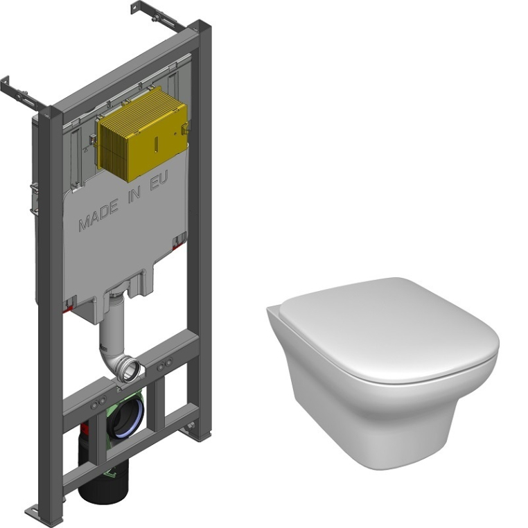 Подвесной унитаз c инсталляцией Jacob Delafon Vox E21772RU-00 сиденье микролифт  (E29025+EDM102+E20142), без панели смыва