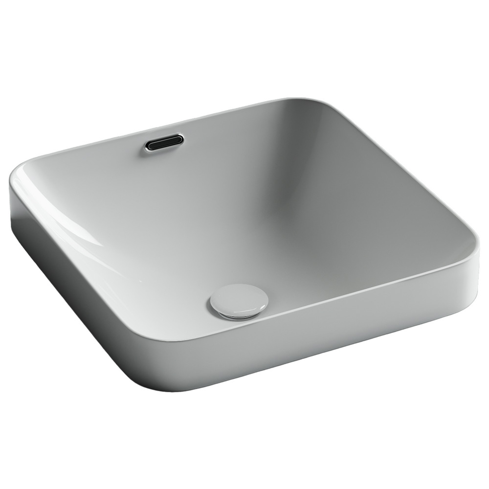 Раковина встраиваемая сверху CERAMICANOVA Element, с отверстием слива - перелива, квадратной формы 438x438x172 мм, с шаблоном для установки, цвет белый, арт. CN6077