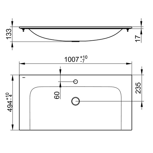 Мебельная раковина Keuco Plan 32970311001, 100,7x49,4