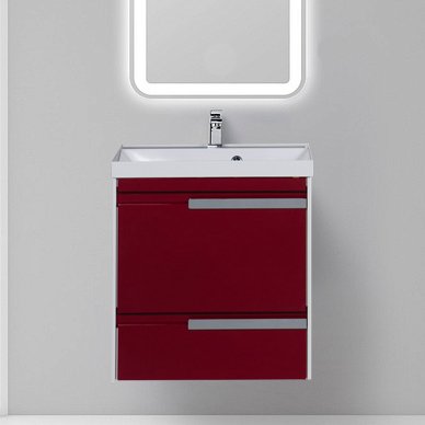 Тумба с раковиной Aquanet Тиволи 60 бордо (00180062+00179393)