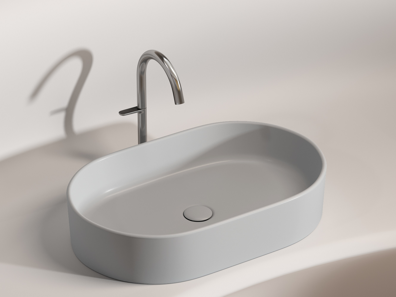 Умывальник чаша накладная овальная (цвет Серый Матовый) Element 608x385x122мм