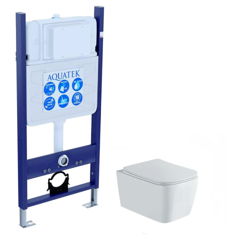 Комплект SET AQUATEK ЛИБРА N-14 cm унитаз AQ1148N-00+тонкое сиденье soft-close+инсталляция Aquatek