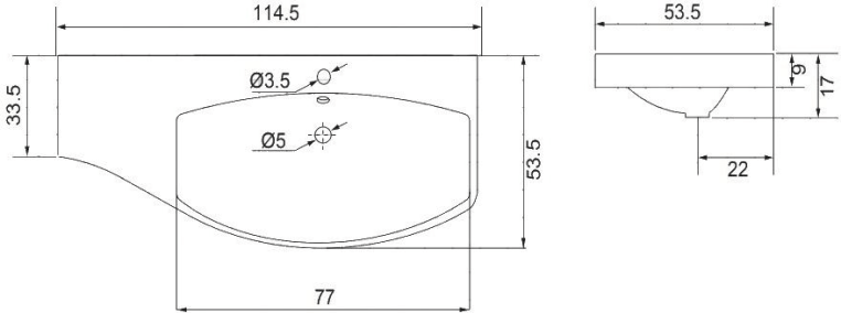 Раковина для тумбы Aquanet Опера 115 R НФ-00007628