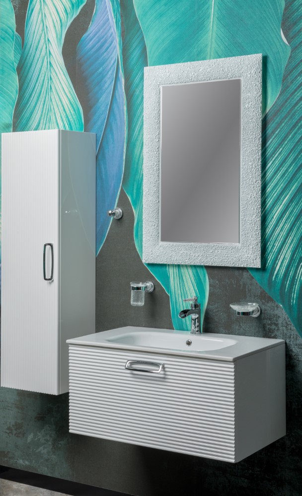 Тумба Linea 80 белая+Хром_Комплект