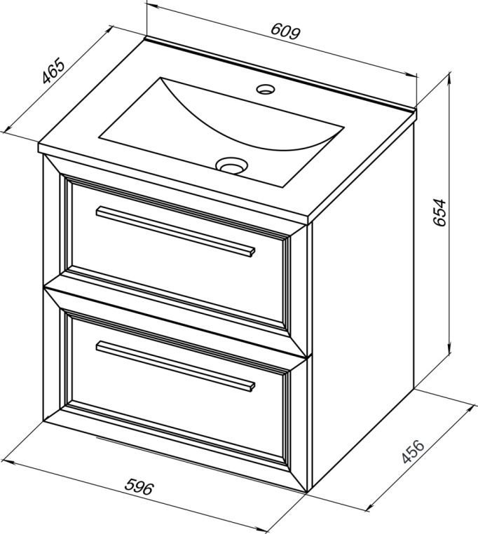 Мебель для ванной Stworki Эстерсунд 60 белая матовая, простоун беж, с раковиной BOCCHI Vessel черной