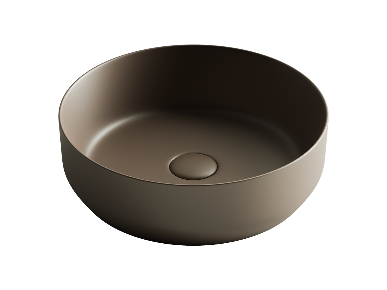 Умывальник чаша накладная круглая (цвет Темно-Коричневый Матовый)            Element 390x390x120мм