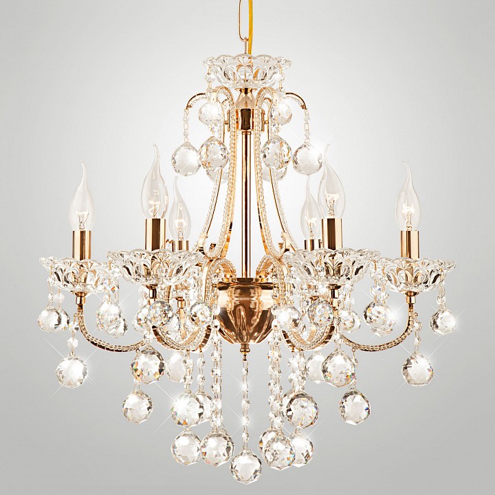 Подвесная люстра Eurosvet Ariella 10044/6 золото/прозрачный хрусталь Strotskis
