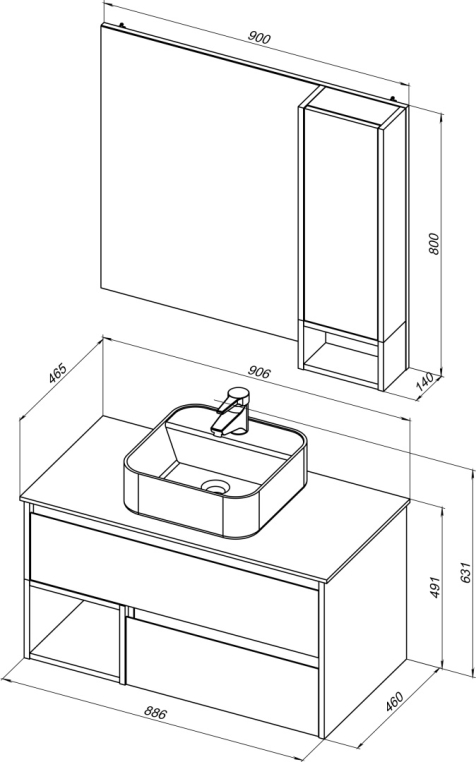 Мебель для ванной Stworki Карлстад 90 дуб рустикальный, роверелла, в стиле лофт, под дерево, подвесная