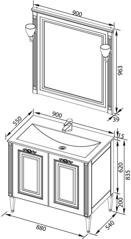 Мебель для ванной Aquanet Паола 90 белый/золото (литьевой мрамор) 00187844