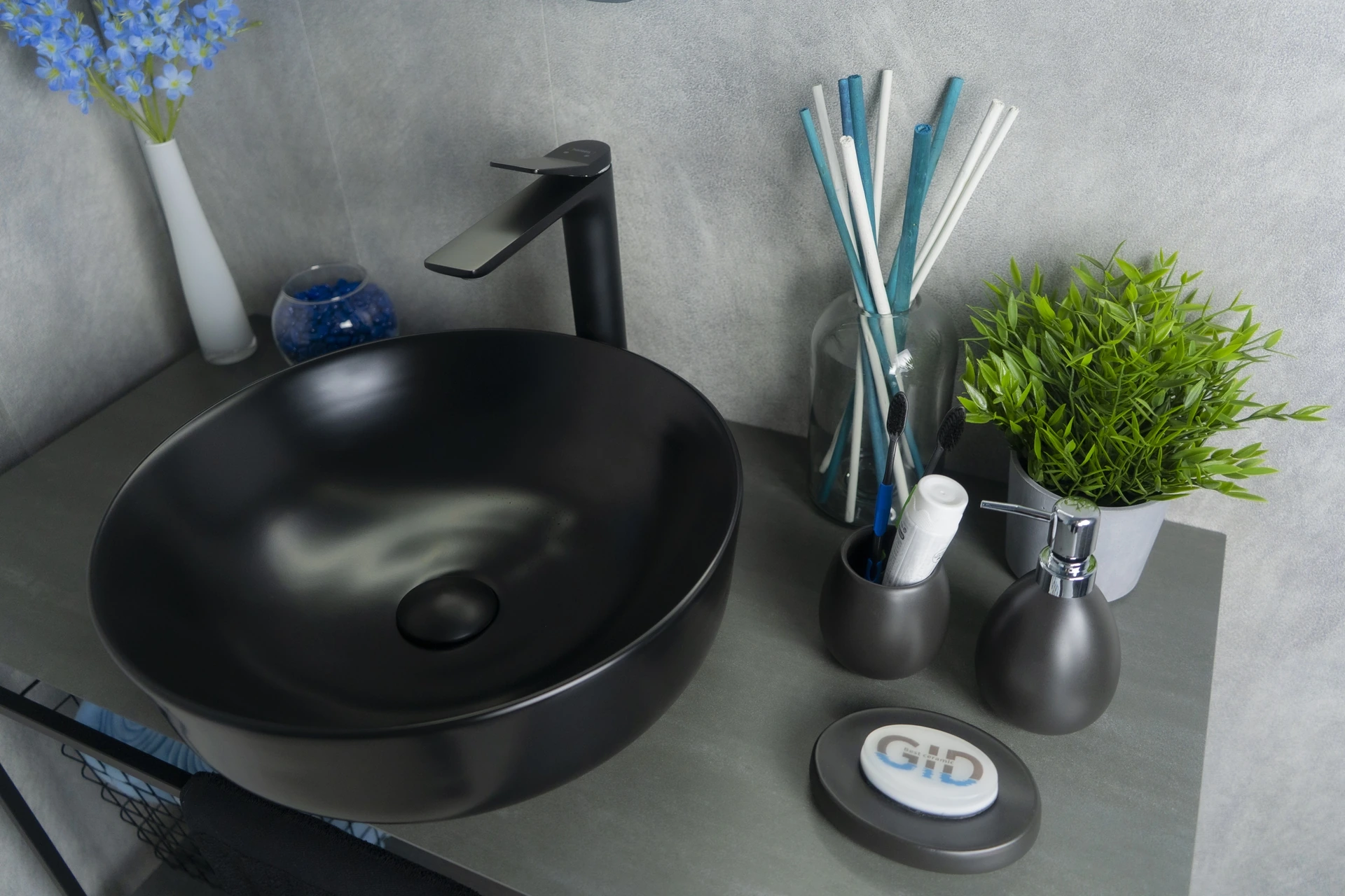 Раковина Gid Nc911 52224 накладная черная матовая 41.5x41.5x13.5