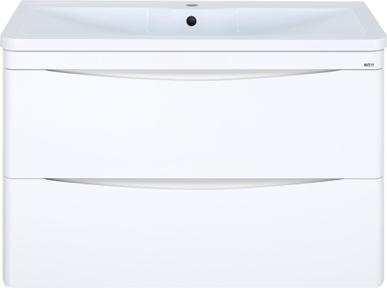 Тумба с раковиной Misty Атлантик 100 подвесная, белая (П-Атл-01100-011П2Я+4623723685680)