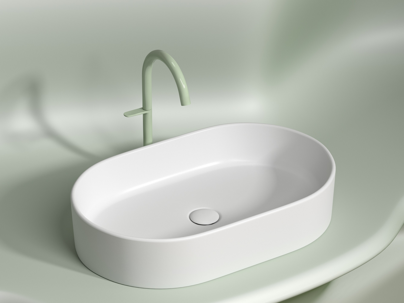 Умывальник чаша накладная овальная (цвет Белый Матовый) Element 608x385x122мм