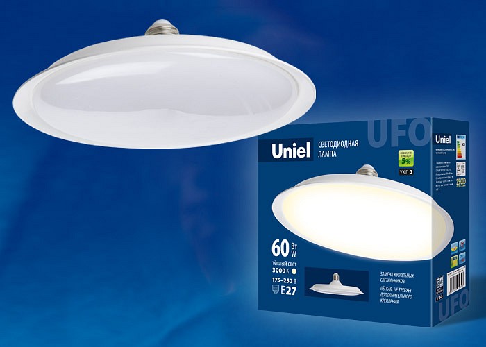 Лампа светодиодная Uniel E27 60Вт 3000K LED-U270-60W/3000K/E27/FR PLU01WH