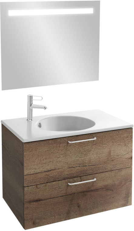 Комплект мебели Jacob Delafon Odeon Rive Gauche 80 дуб табак, 2 ящика, ручки хром (EB2522-R5-E52+EXAW112-Z-00+EB1413-NF)