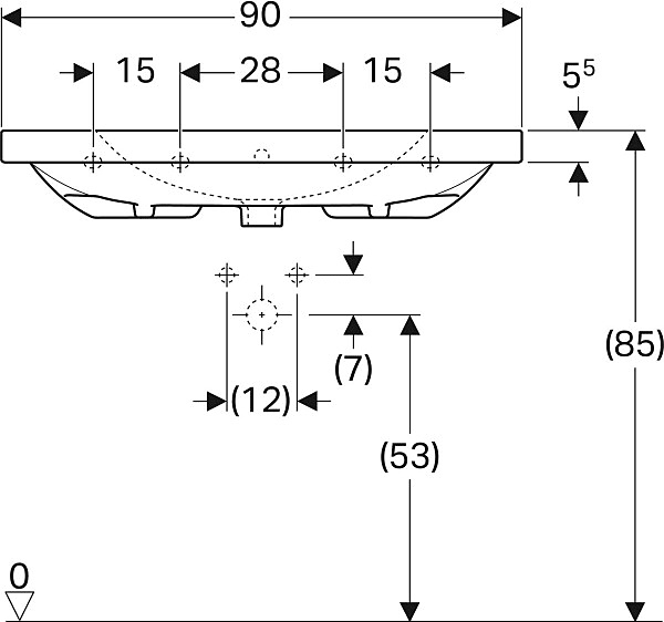 Раковина встраиваемая Geberit Acanto 90x48 500.623.01.2
