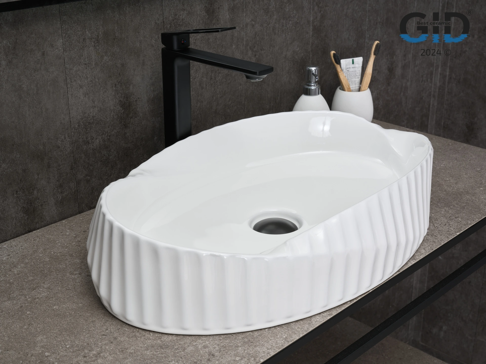 Раковина Gid 888s 51223 накладная белая 60x38.5x13.5