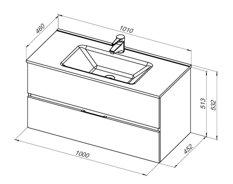 Тумба под раковину Aquanet Алвита New 100 2 ящика, белый матовый 00277518