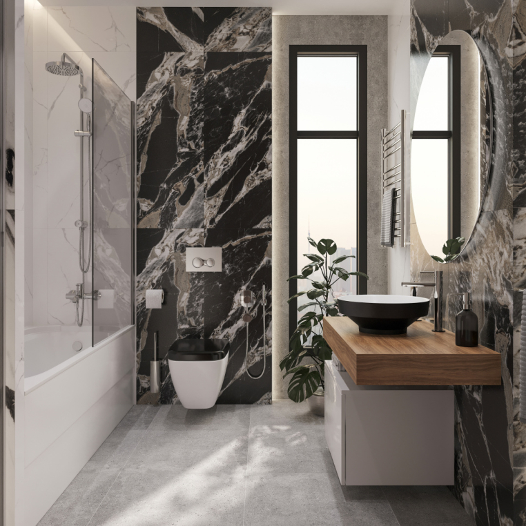 Мебель для ванной Stworki Ольборг 100 столешница дуб французский, без отверстий, с тумбой 50, с раковиной Vitra Water jewels