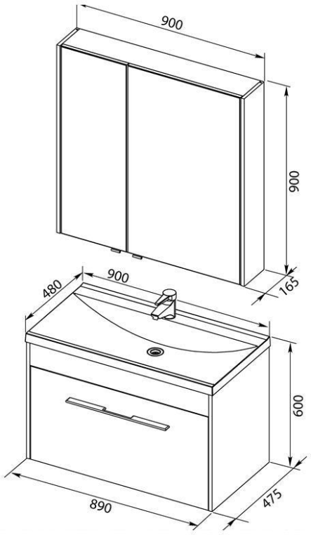 Мебель для ванной Aquanet Августа 90 белый (раковина Нота NEW) 00225243