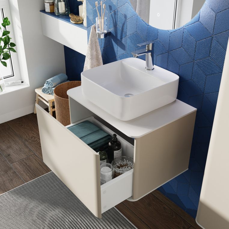 Мебель для ванной Stworki Ноттвиль 60 бежевый шелк, без отверстия под смеситель