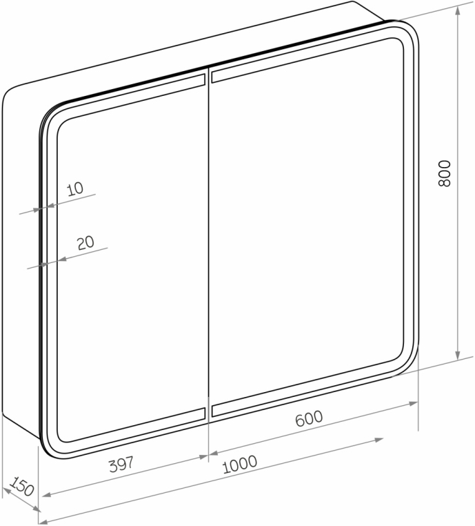 Мебель для ванной Stworki Берген 100 белая с темной столешницей, раковина Moduo 55 Leaf