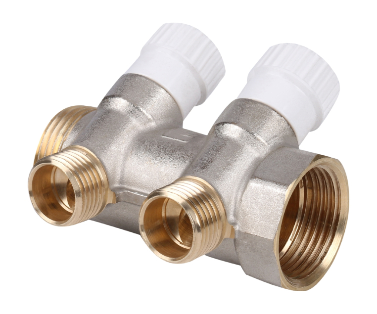 Stout Распределительный проходной коллектор ВР-НР 1" c 2 отводами 1/2" плоское уплотнение (SMB 6852 011202)