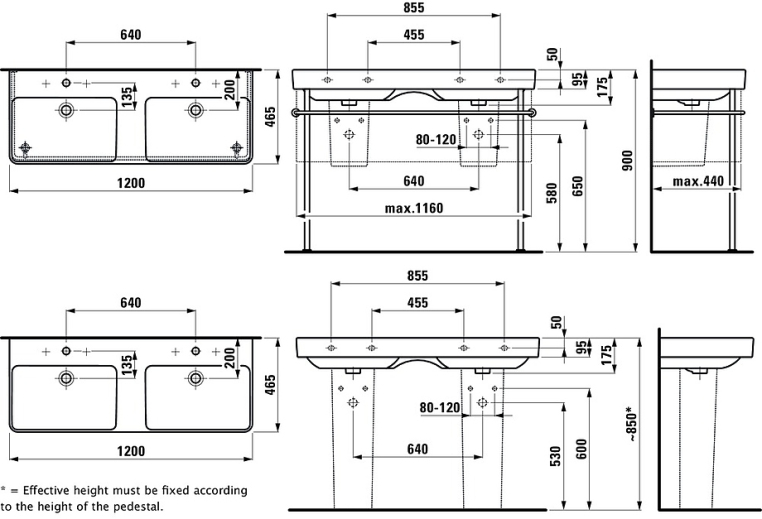 Раковина Laufen Pro S 120x46 8.1496.6.000.104.1