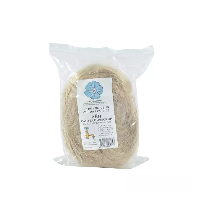 Лен сантехнический очищенный п/э пакет 100гр ЮНАФЛЭКС
