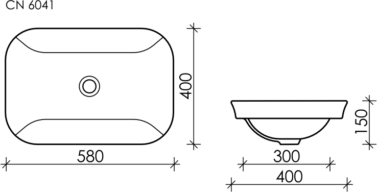Раковина встраиваемая сверху Ceramica Nova Element прямоугольная CN6041