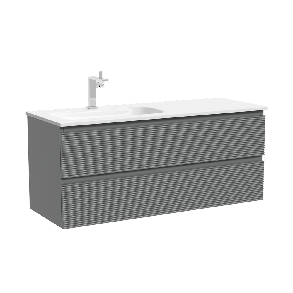 Тумба подвесная SANCOS Folk  левая 1195х445х500, c двумя ящиками оснащенными доводчиками, Ergraut soft, арт.FL120LES