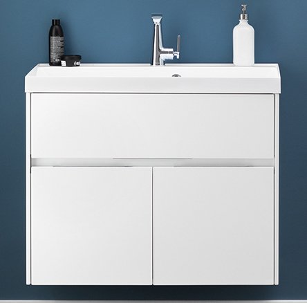 Тумба с раковиной Aquanet Латина 80 белая (179638+00179395)