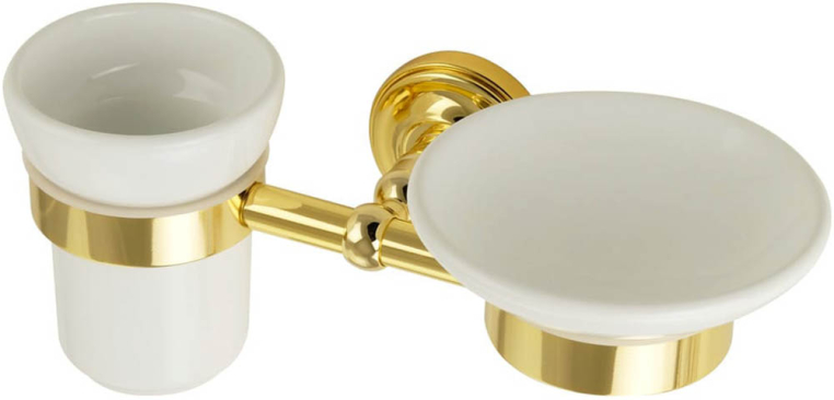 Держатель настенный двойной для мыльницы/стакана/дозатора Migliore Mirella 28155 золото