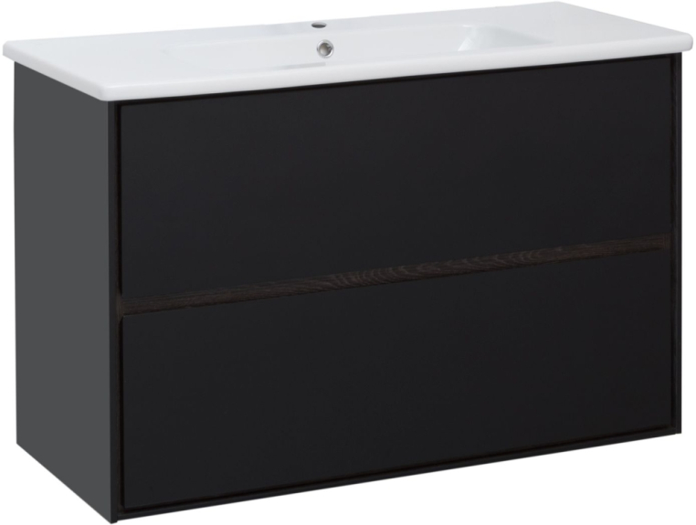 Тумба под раковину Aquanet Милан 100 черный глянец 00269299