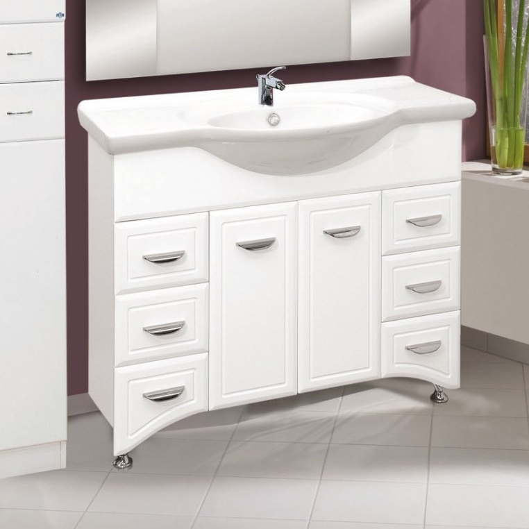 Тумба с раковиной Misty Дрея 105 6 ящиков (Э-Дре01105-016Я+4640021060926)