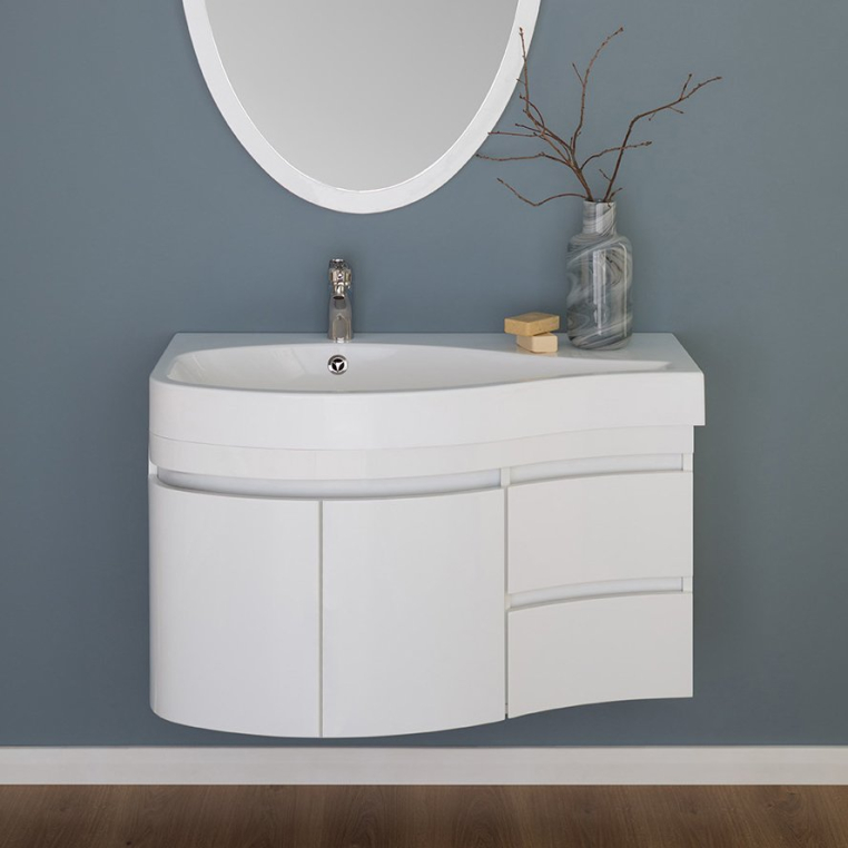 Тумба с раковиной Aquanet Сопрано 2-95 белая L (169631+00169395)