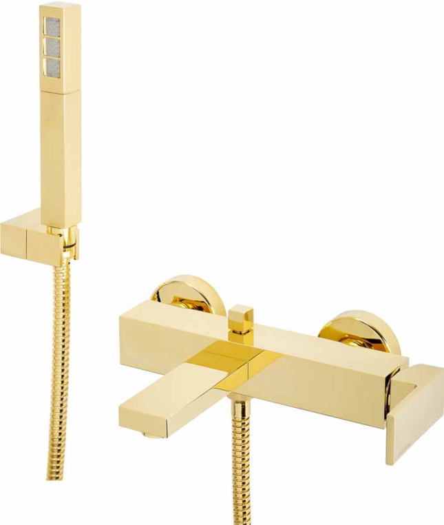 Смеситель для ванны внешний с душем Migliore Kvant Gold 25391 ручка управления сбоку золото