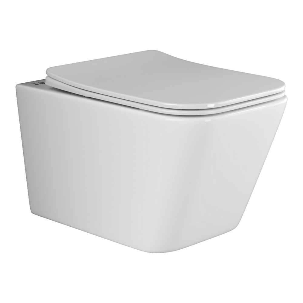 Подвесной унитаз Metric Rimless, глубокий смыв, с крепежом для полностью скрытого монтажа, ультратонким сидением и крышкой с функцией плавного закрытия, дюропласт