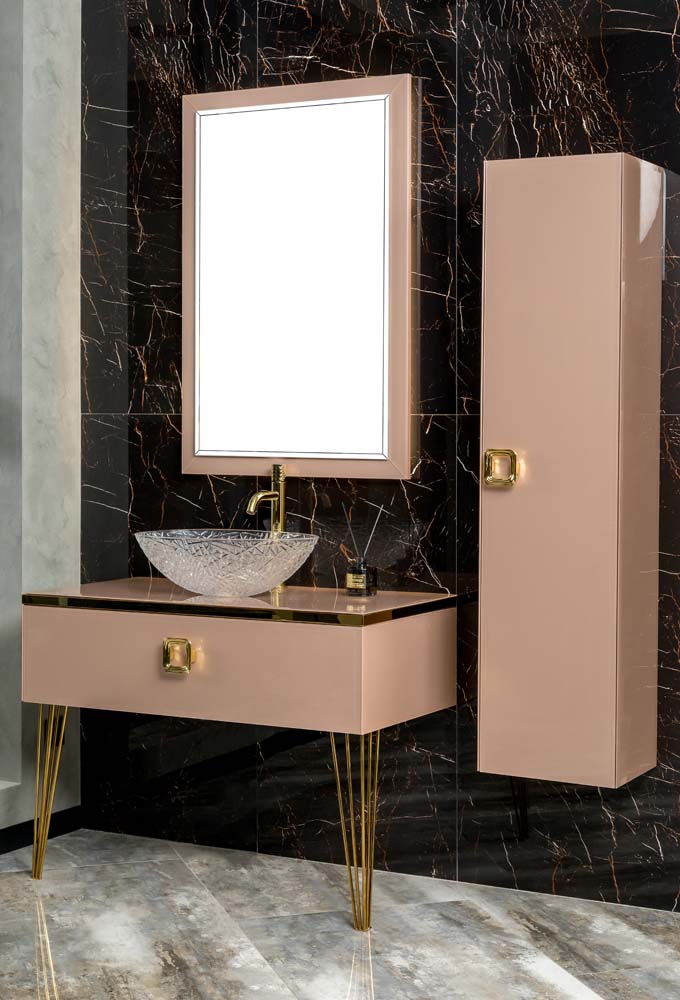 Столешница стекло 100см прямая Пыльная Роза