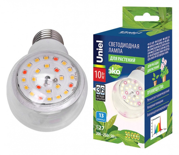 Лампа светодиодная Uniel E27 10Вт K LED-A60-10W/SPFB/E27/CL PLP30WH