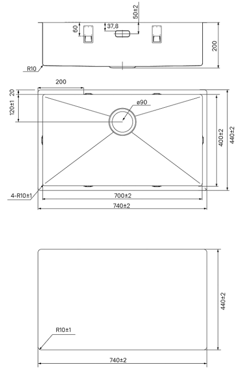 Кухонная мойка IDDIS Edifice EDI74G0i77 серый 740x440 см