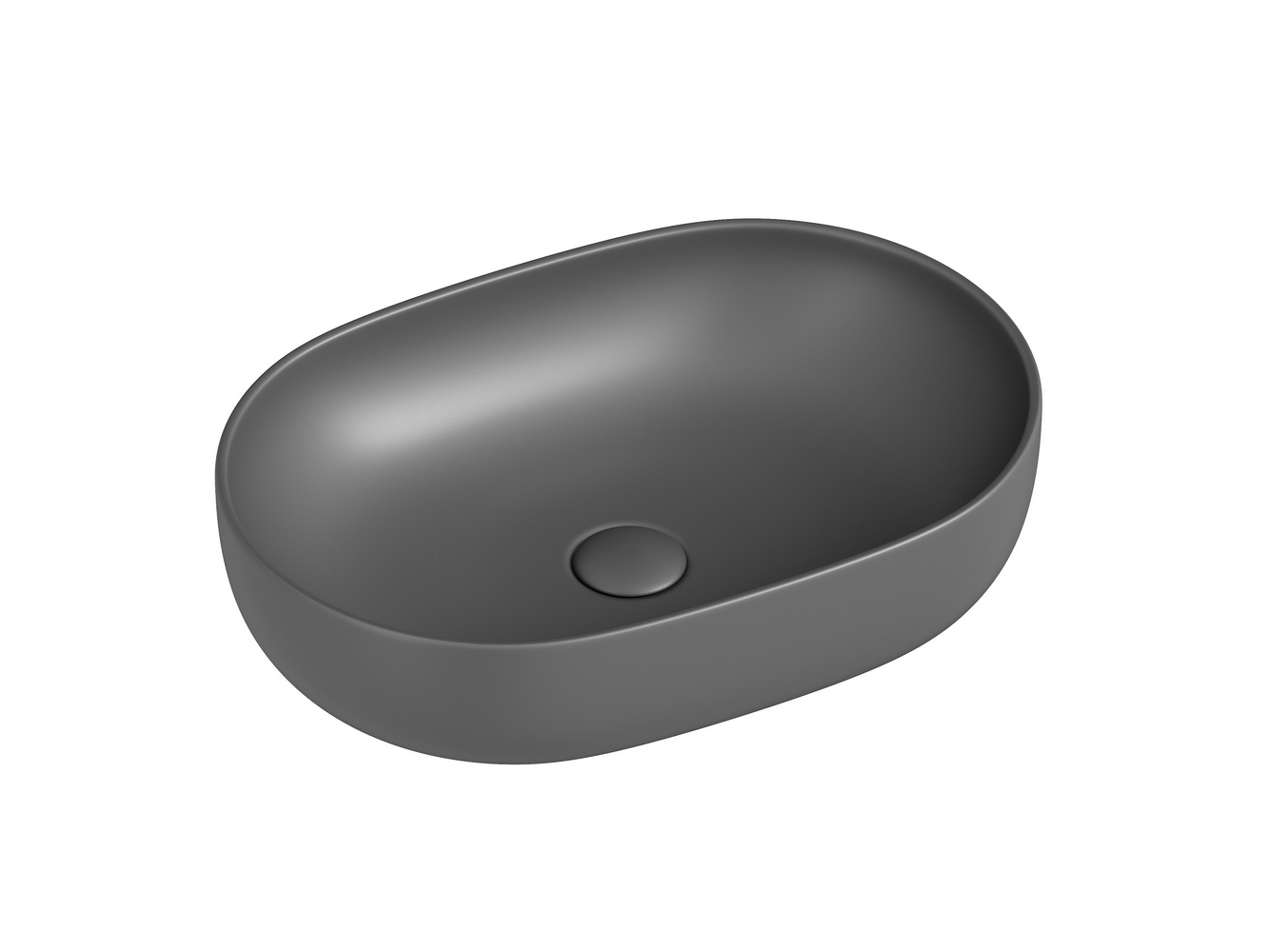Накладные раковины CERAMICANOVA CN6047MH Умывальник чаша накладная овальная (цвет Антрацит Матовый) Element 600*415*135мм