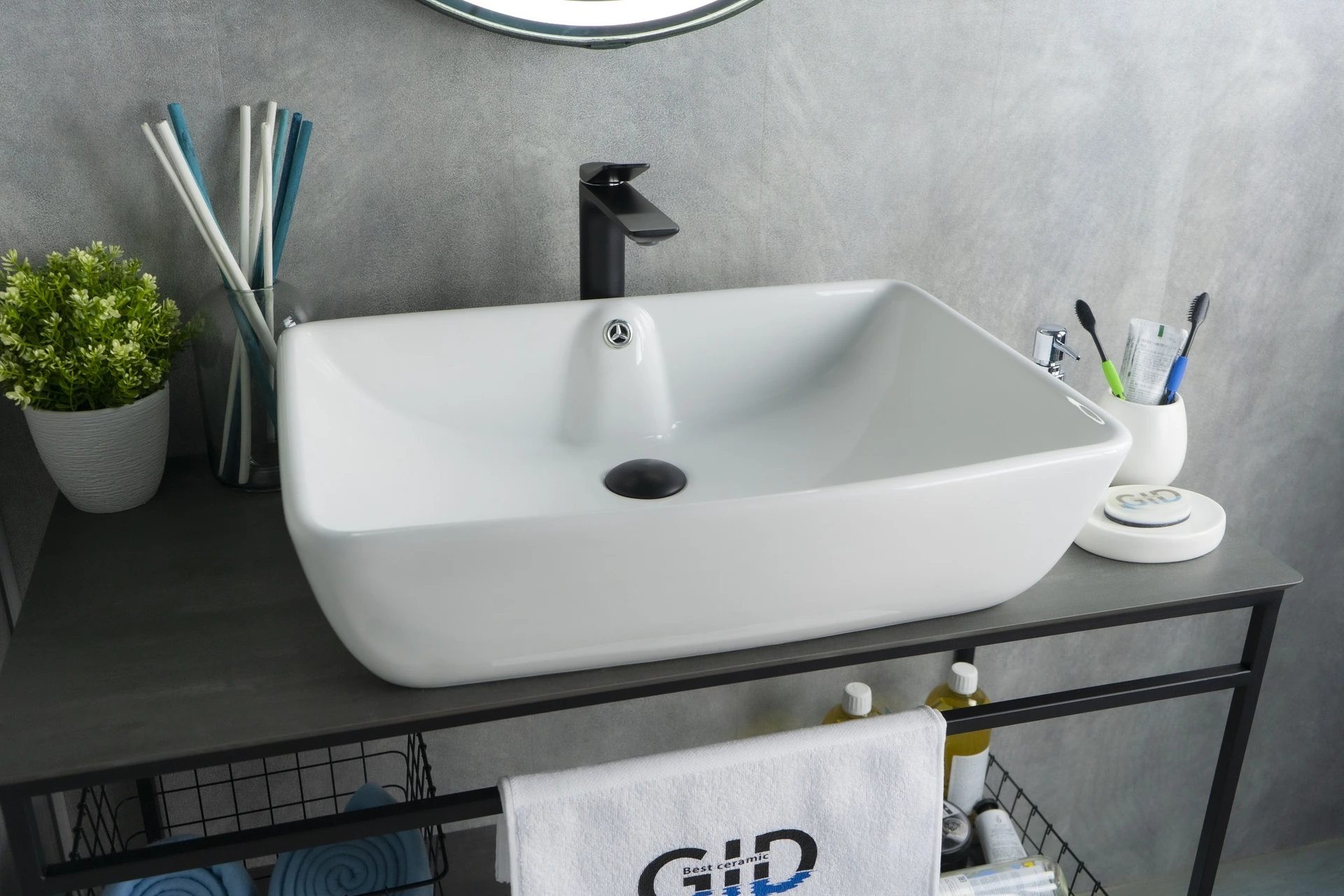 Раковина Gid N9121 51123 накладная белая 59x42x15.5