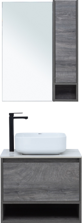 Мебель для ванной Stworki Карлстад 60 дуб рошелье, монте тиберио, с отверстием под смеситель в столешнице